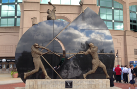 Numerous sports-related statues can be found throughout the city