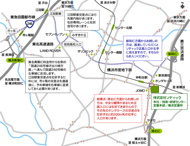 本社地図 電車 車 株式会社ソディック