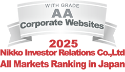 WITH GRADE AA Corporate Websites 2025 Nikko Investor Relations Co.,Ltd. Ranking in all listed companies in Japan