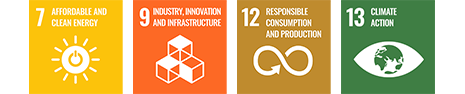 7.エネルギーをみんなに そしてクリーンに 9.産業と技術革新の基盤をつくろう 12.つくる責任 つかう責任 13.気候変動に具体的な対策を