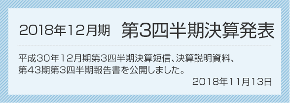 2018年11月13日 2018年12月期 第3四半期決算発表