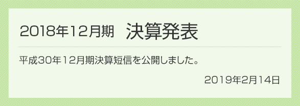2019年2月14日 2018年12月期 決算発表