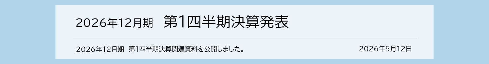 2026年5月12日 2026年12月期　第1四半期決算発表