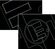 Drawings of the clearances and trap holes are created automatically by clicking on the shape.