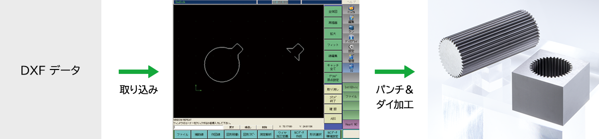 DXFデータ 取り込み パンチ＆ダイ加工